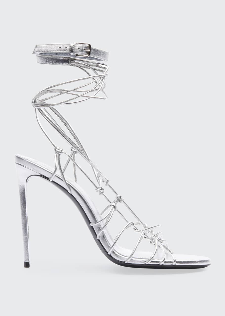 Saint laurent robin shop metallic strappy sandals