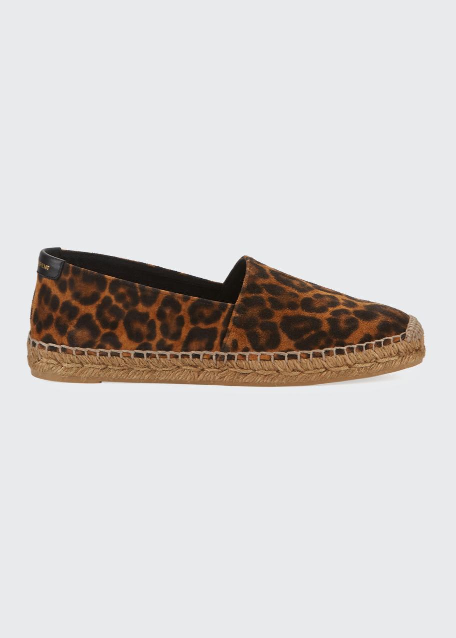 YSL Leopard Print Espadrille Slip-Ons Saint Laurent Signature Leopard-Print Flat Espadrilles main image 4