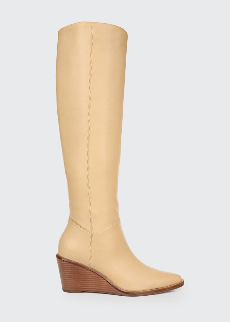 Vince Marlow Heavy Leather Wedge Knee Boots Bergdorf Goodman