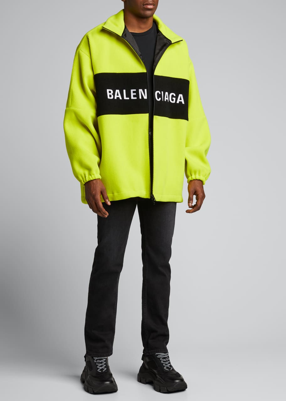 Men s Oversized Wool Zip Front Jacket