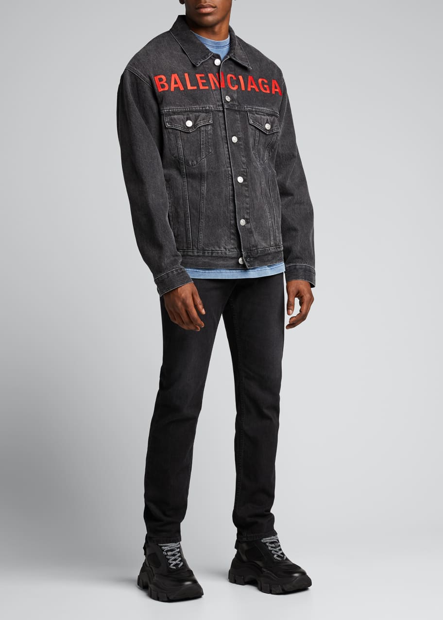 Balenciaga Men s Front Logo Denim Jacket Bergdorf Goodman
