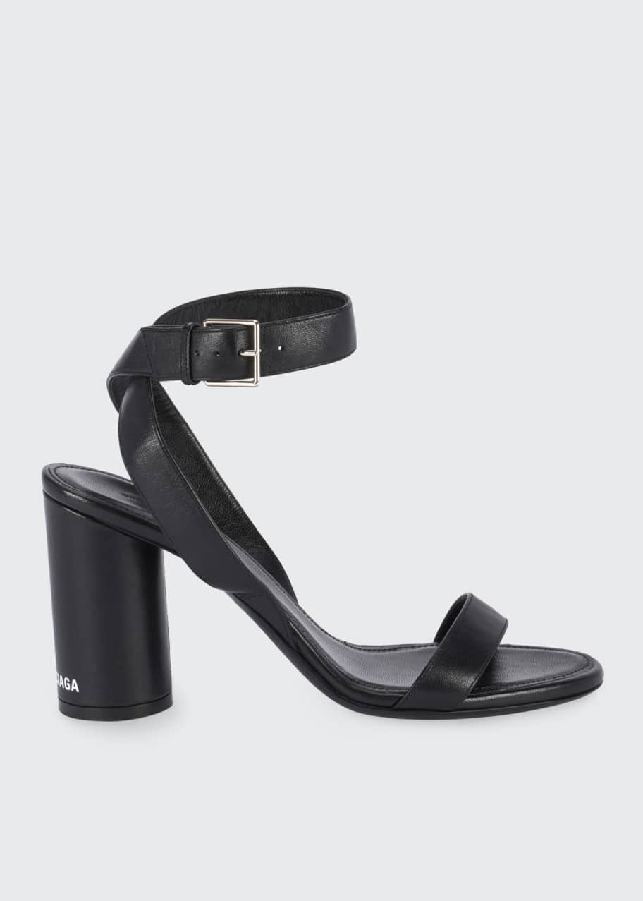 Balenciaga Oval Leather Ankle Sandals Bergdorf Goodman