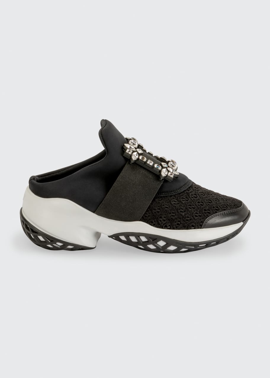 Roger Vivier Viv' Run Crystal-Buckle Mule Sneakers - Bergdorf Goodman
