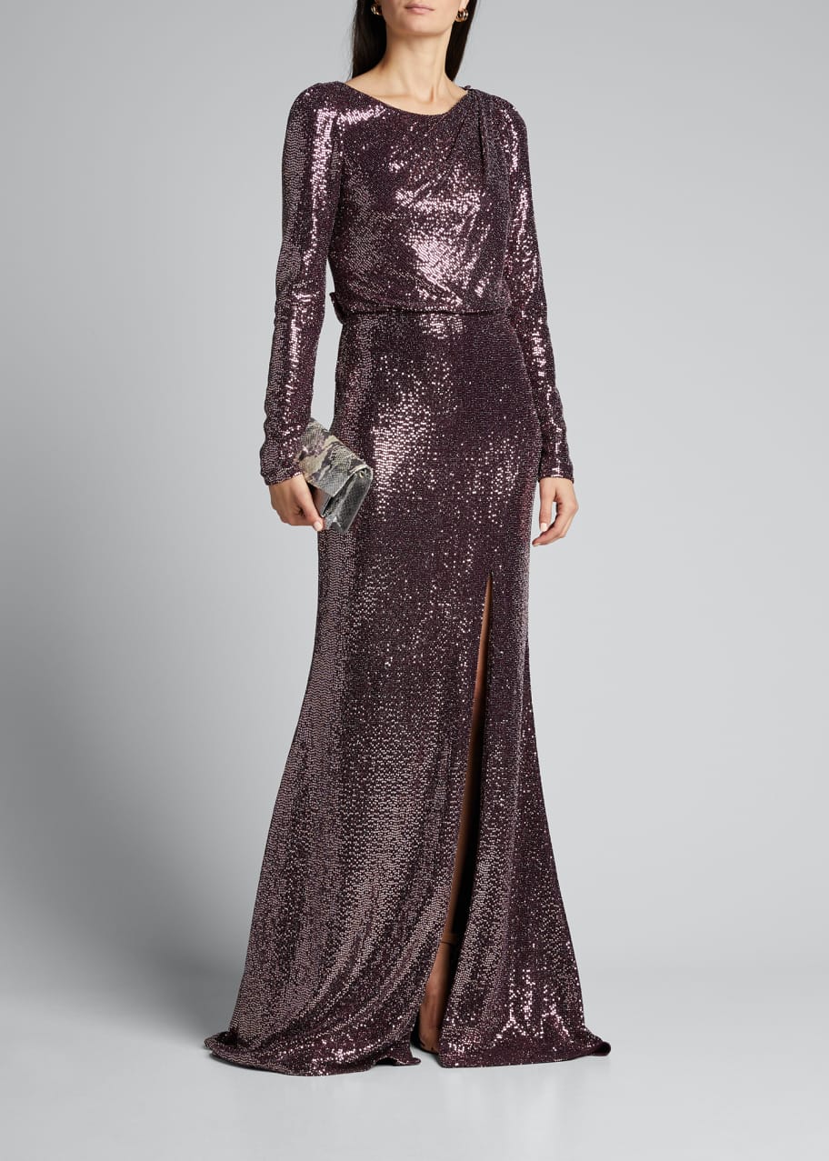 Badgley mischka 2025 long sleeve dress