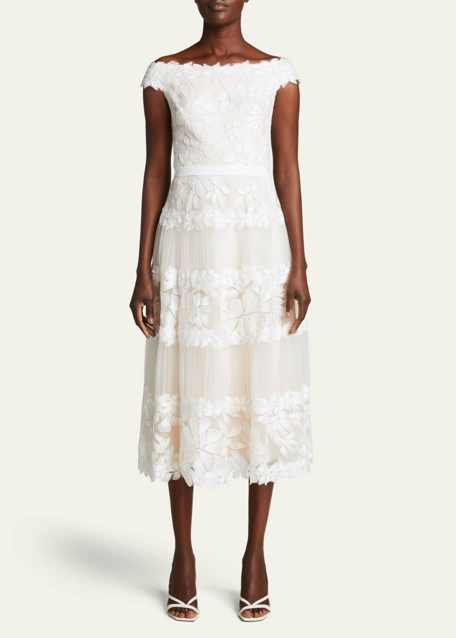 Tadashi shoji lace midi dress top