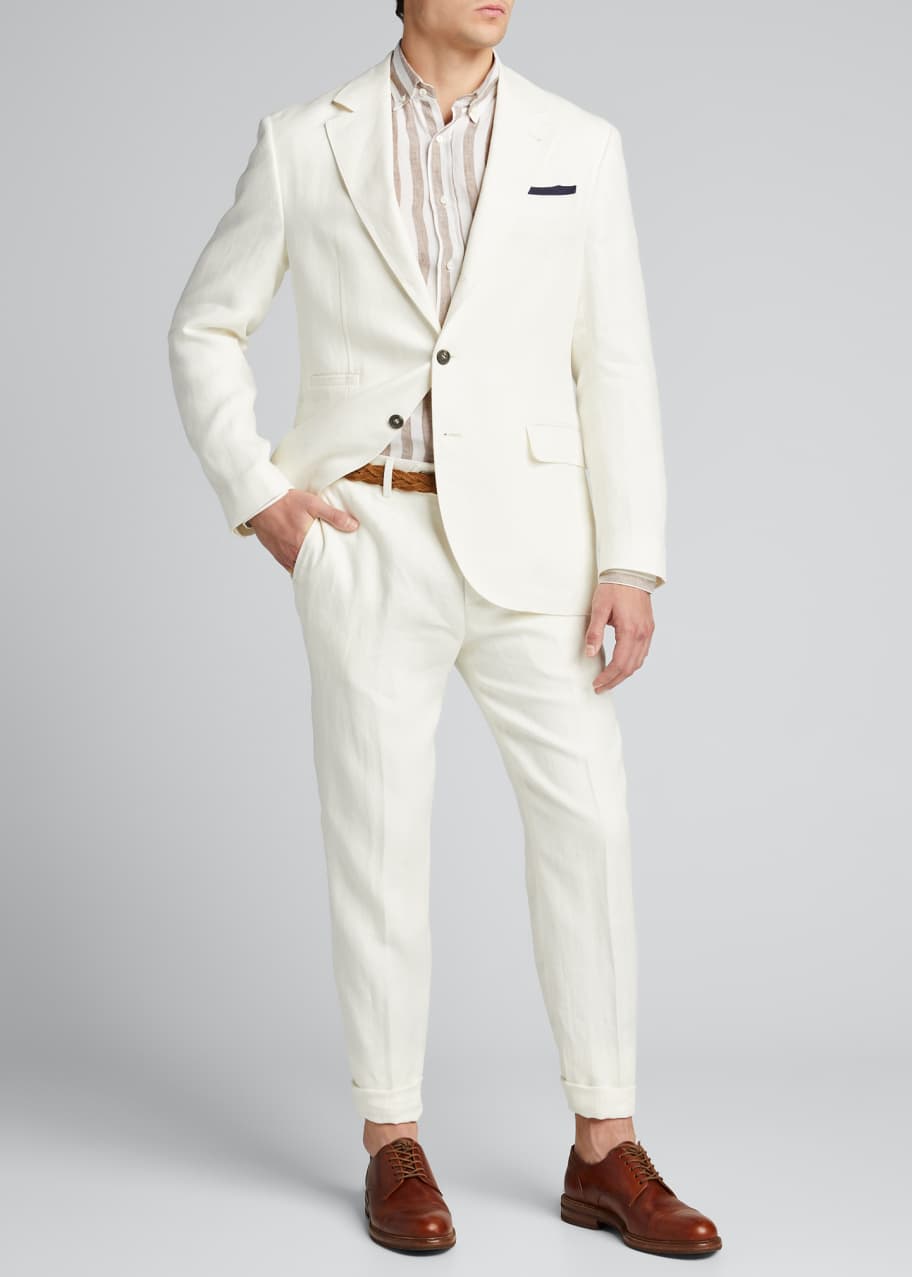 Brunello Cucinelli Men's Two-Piece Chevron Linen Suit - Bergdorf Goodman