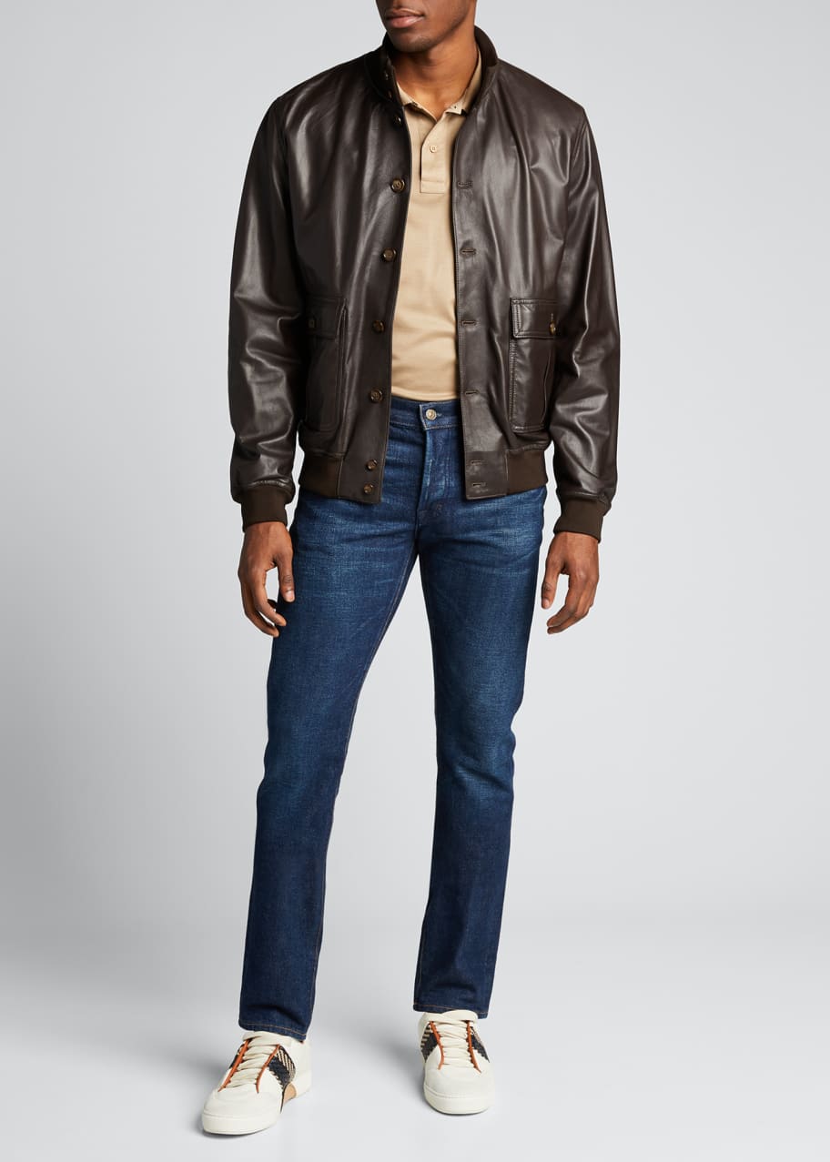 Image 1 of 1: Men's Valstarino Leather Blouson Jacket