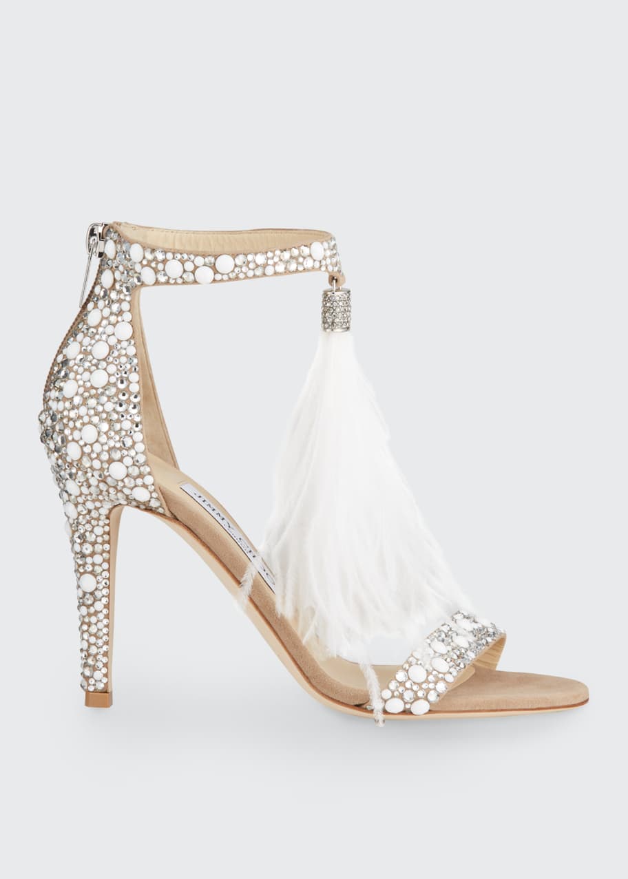 Image 1 of 1: Viola Feather Tassel Cocktail High-Heel Sandals