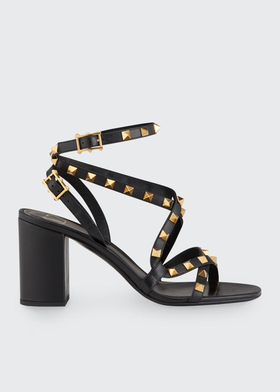 Valentino Garavani Rockstud Strappy Block-Heel Sandals - Bergdorf Goodman