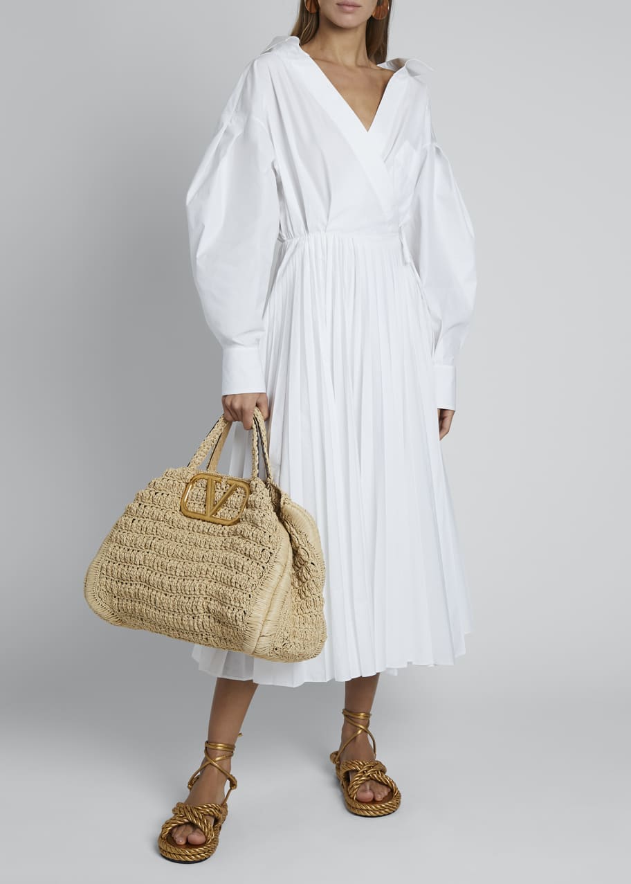 Image 1 of 1: Belted Pleated Midi Shirtdress