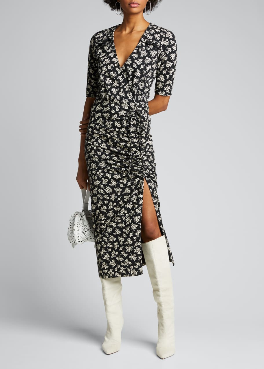 Veronica Beard Mariposa 3/4-Sleeve Floral Midi Dress - Bergdorf Goodman