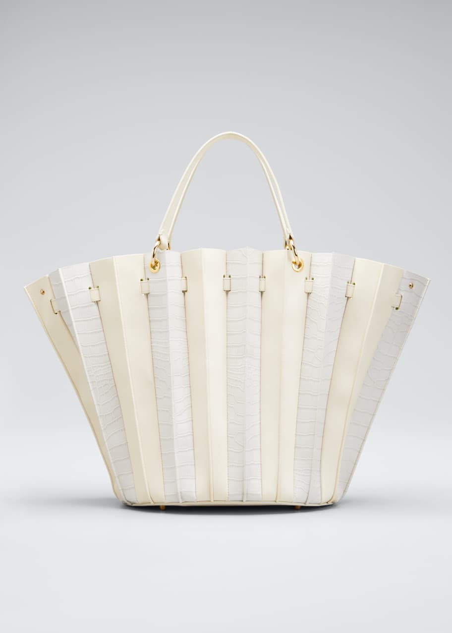 Sara Battaglia Teodora Leather Plisse Tote Bag Bergdorf Goodman
