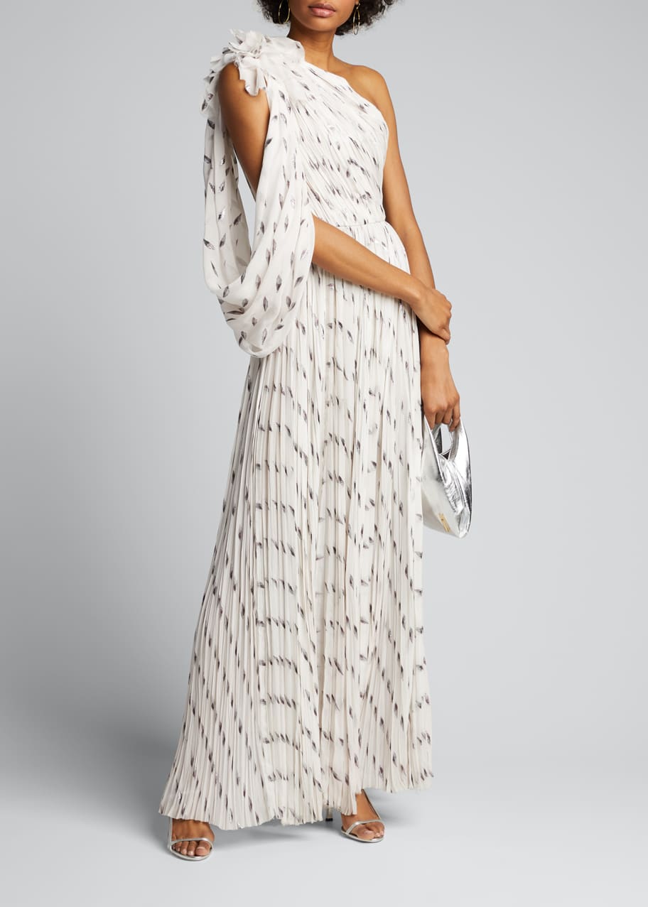 Image 1 of 1: Pleated Draped One-Shoulder Gown