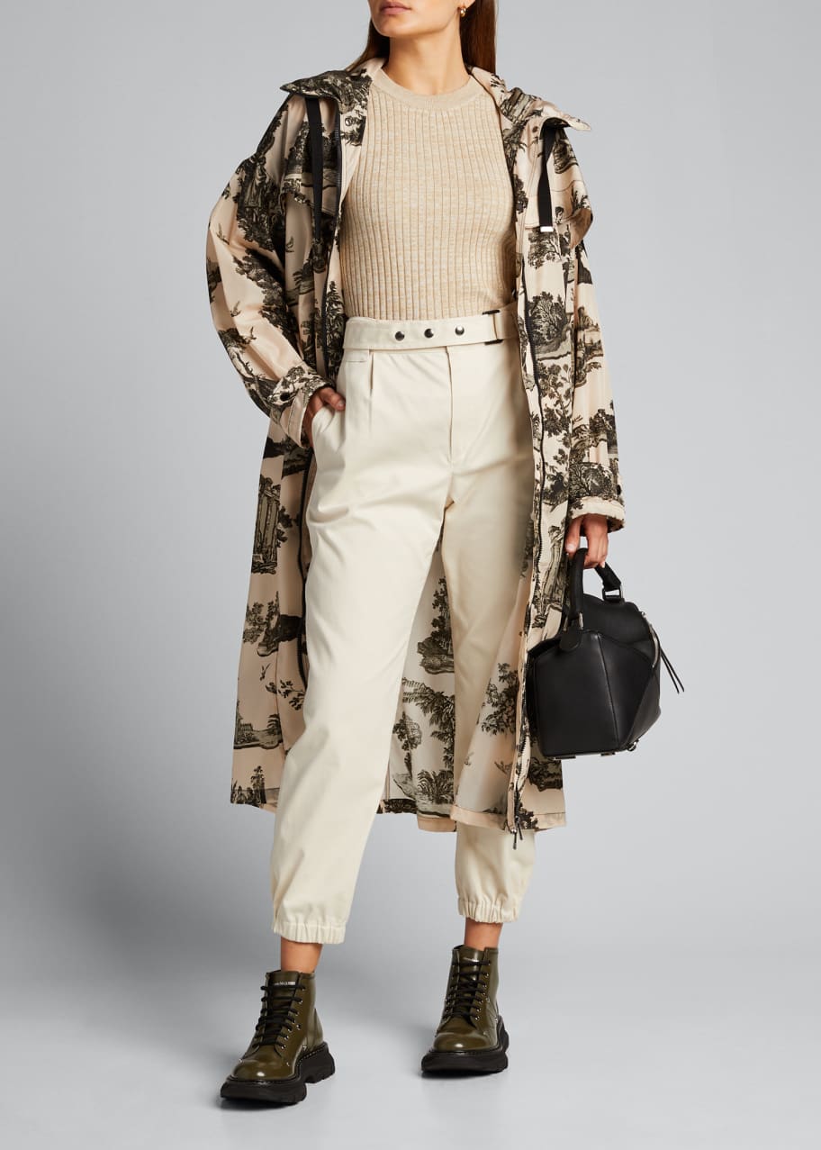 Image 1 of 1: Bouteille Toile-Print Long Belted Parka