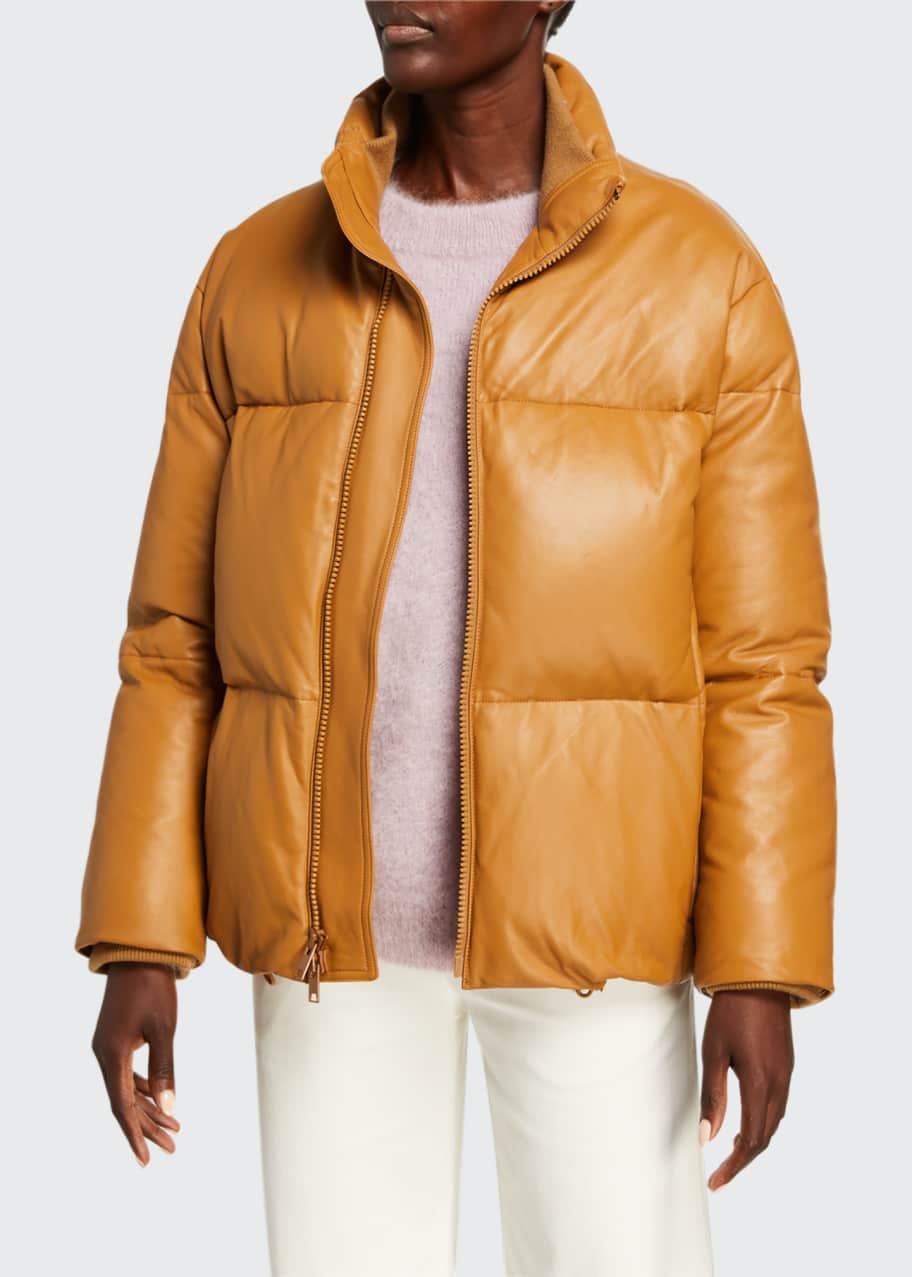 Vince leather puffer new arrivals jacket