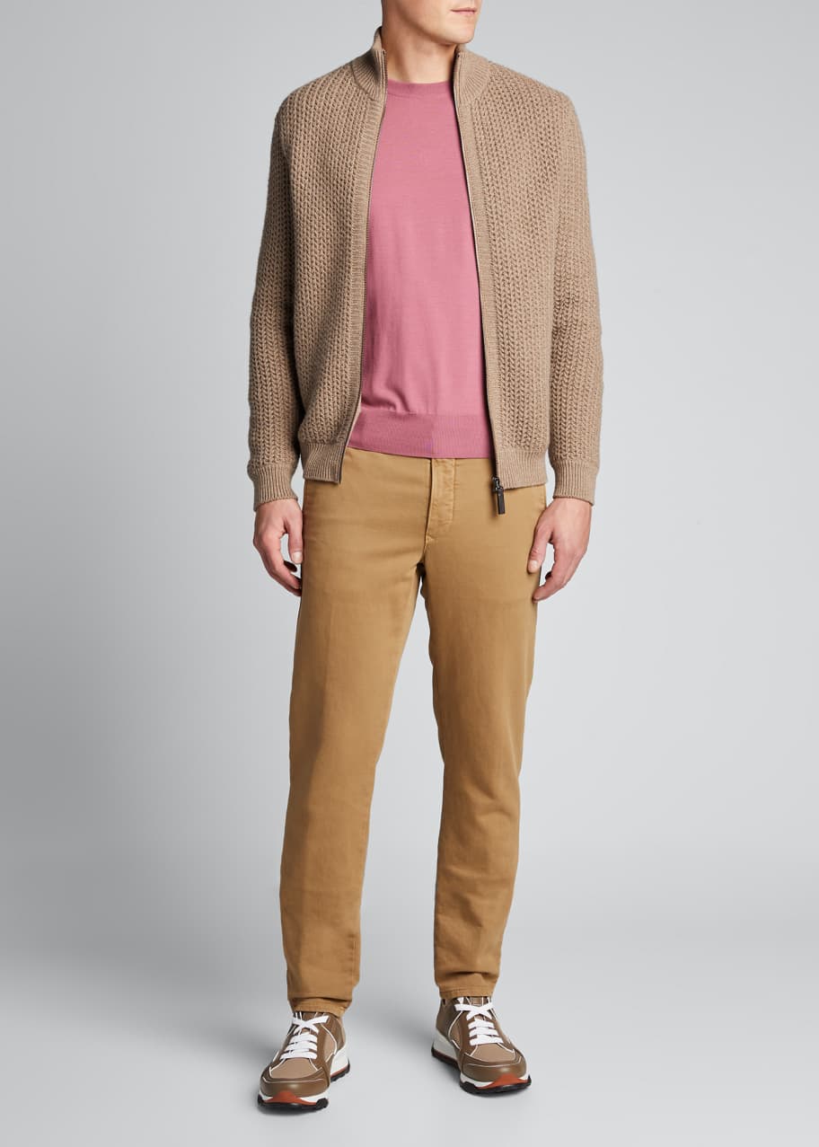 Image 1 of 1: Men's Chunky Knit Zip-Front Sweater