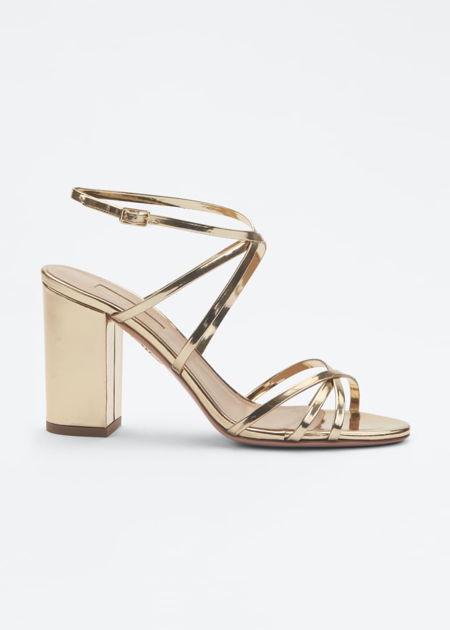 Aquazzura Gin 85mm Metallic Leather Sandals - Bergdorf Goodman