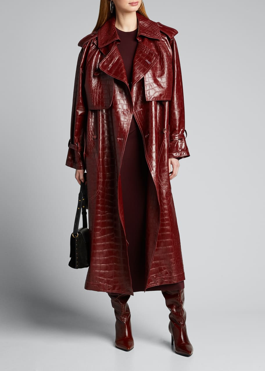 Alligator / Crocodile Faux Leather Trench Coat Unisex Stylish and Fashion  Design