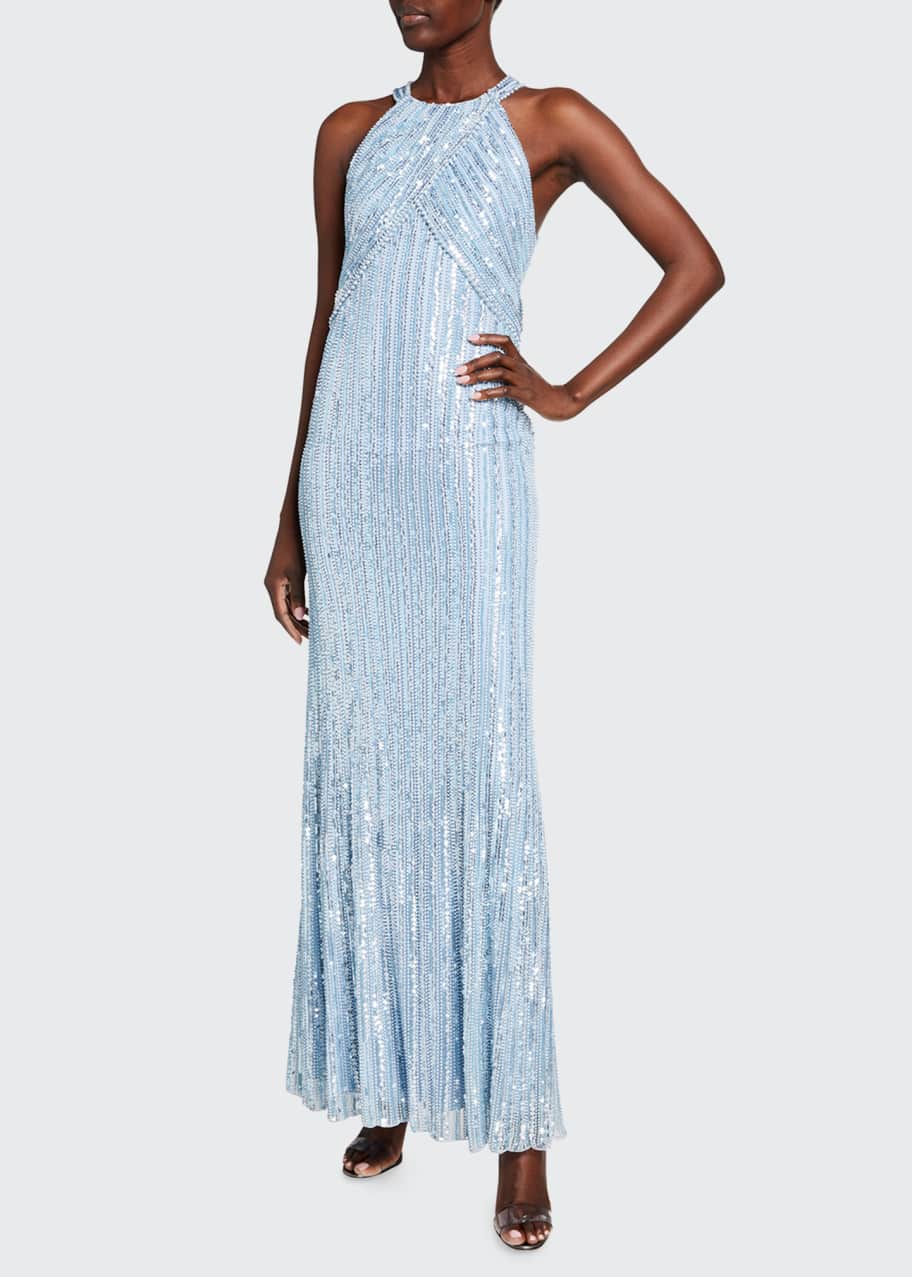 floral light blue dress Light Blue Strapless Floral Layers A-line Long Prom Dress with Slit Light Blue / US 14 main image 1