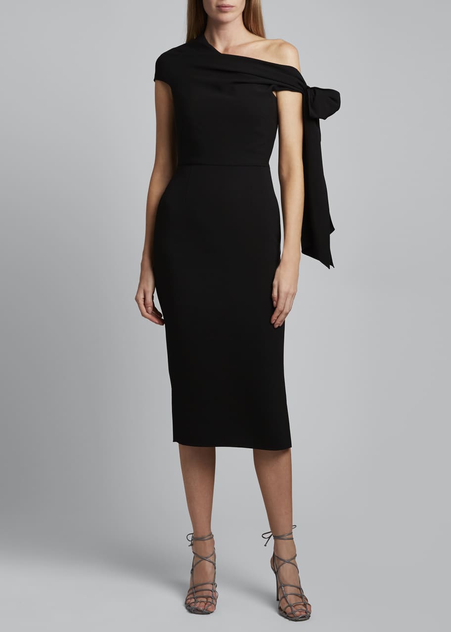 roland mouret asymmetrical midi dress Asymmetric Drape Crepe Dress Yellow – Roland Mouret main image 0