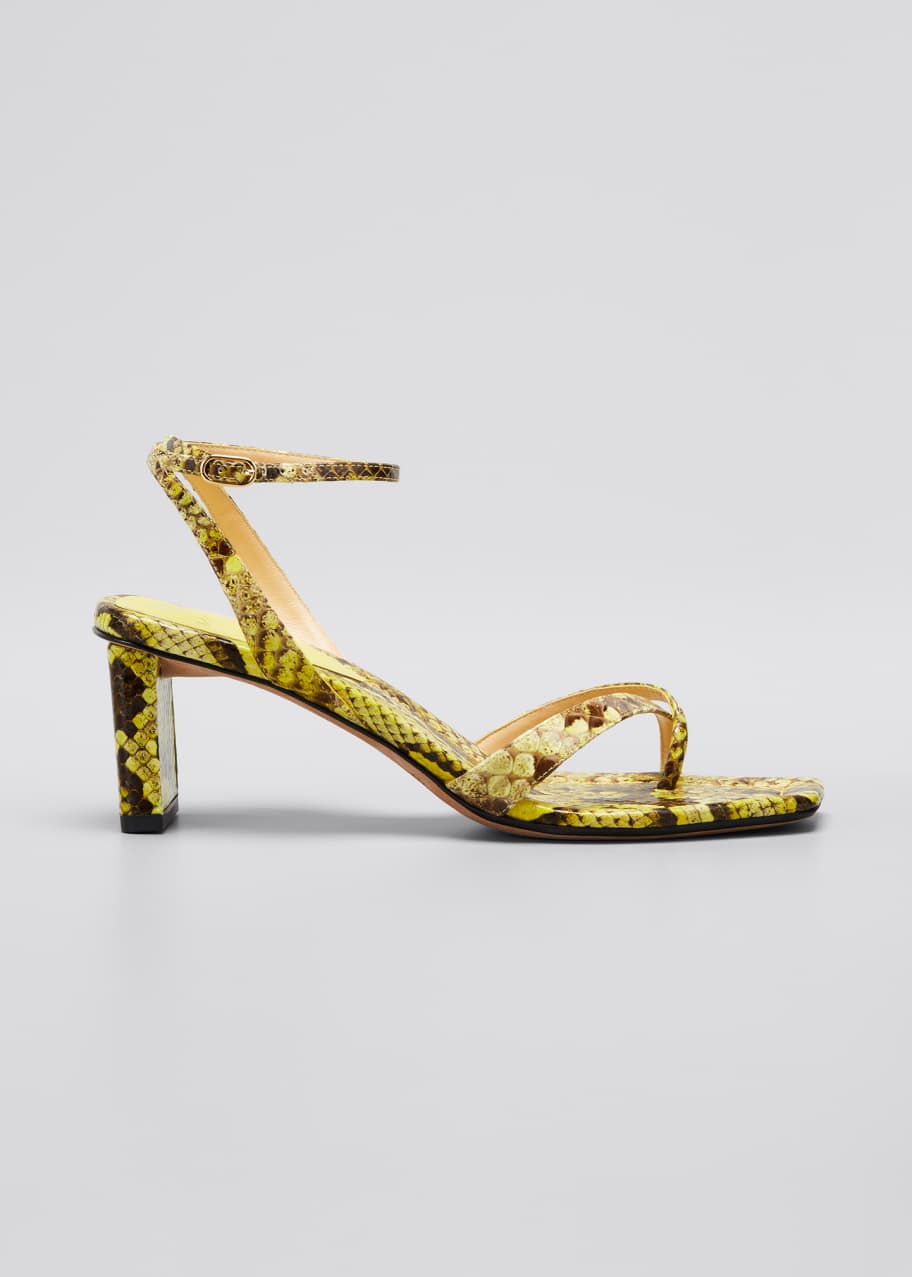 Image 1 of 1: Nelly Python Ankle-Strap Sandals