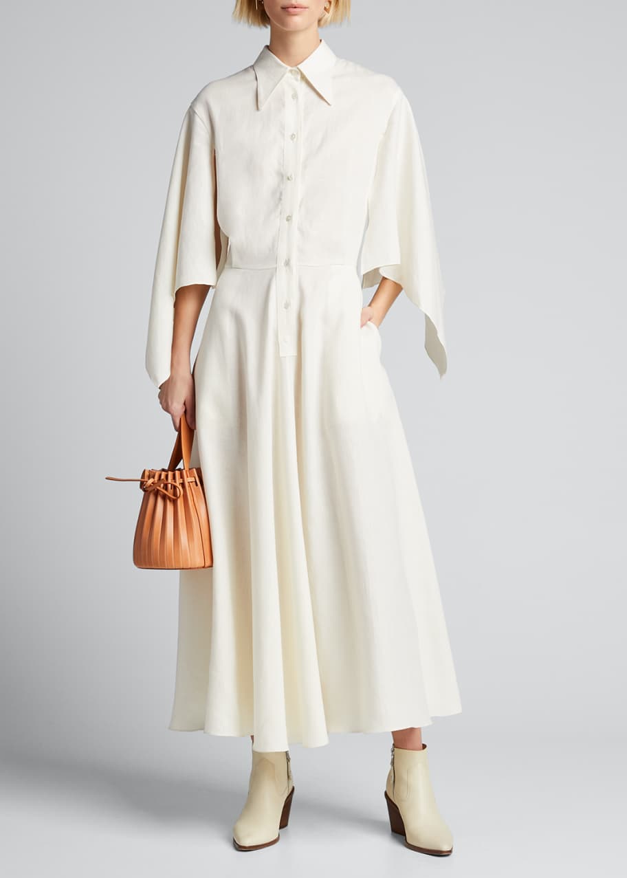Image 1 of 1: Glinda Capelet-Sleeve Shirtdress