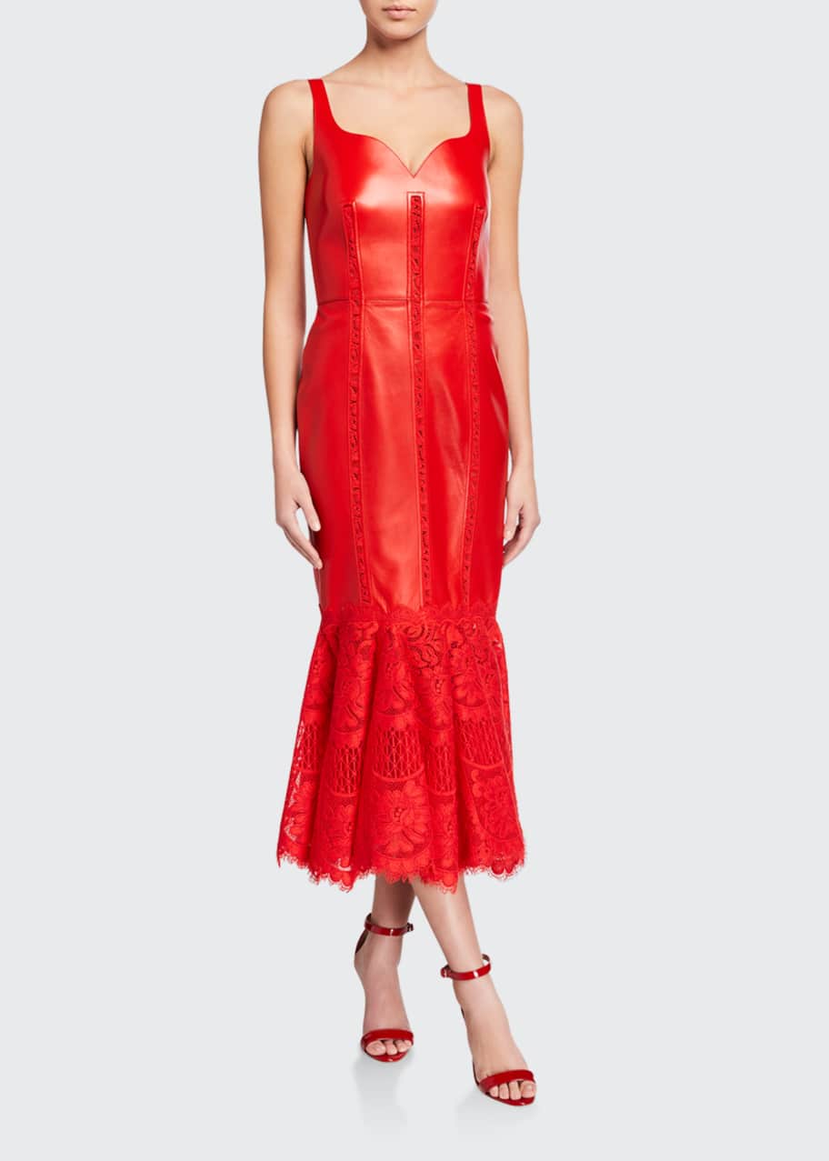 chinese dress ladies Taron Strapless Heart Leather Midi Dress – Mew Mews main image 1