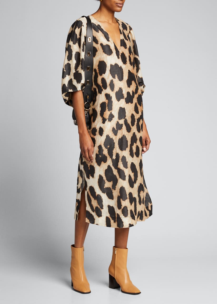 Ganni leopard silk dress hot sale