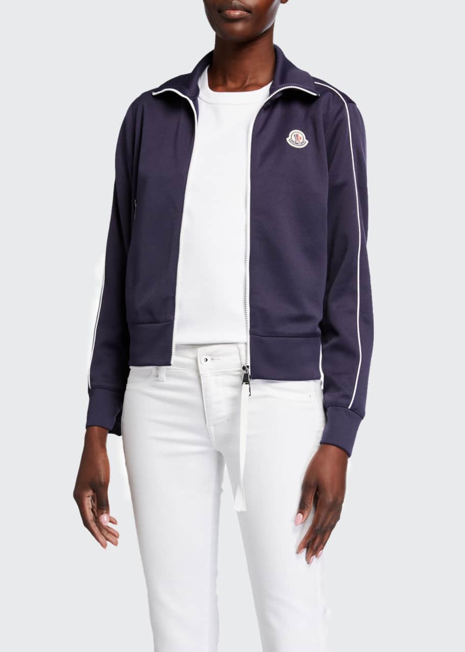 Moncler Track Jacket with Logo and Piping - Bergdorf Goodman