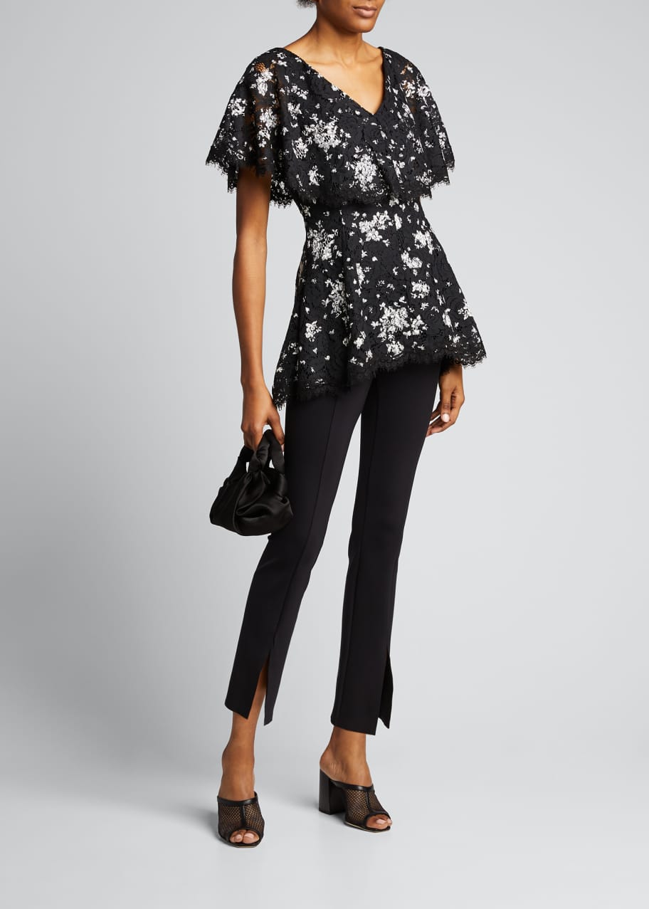 Image 1 of 1: Floral Printed Corded Lace Capelet Top