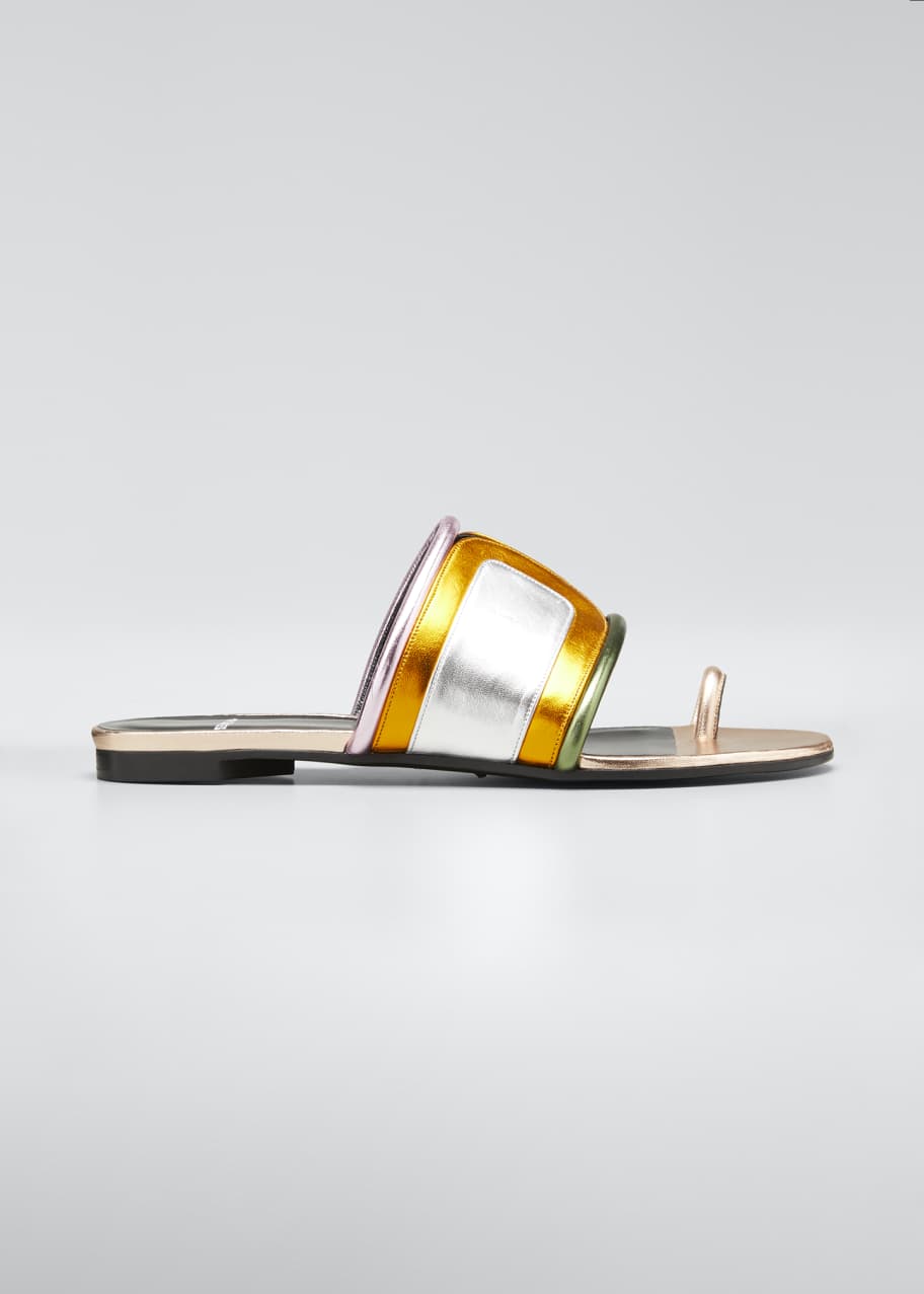 Image 1 of 1: Targa Metallic Colorblock Slide Sandals