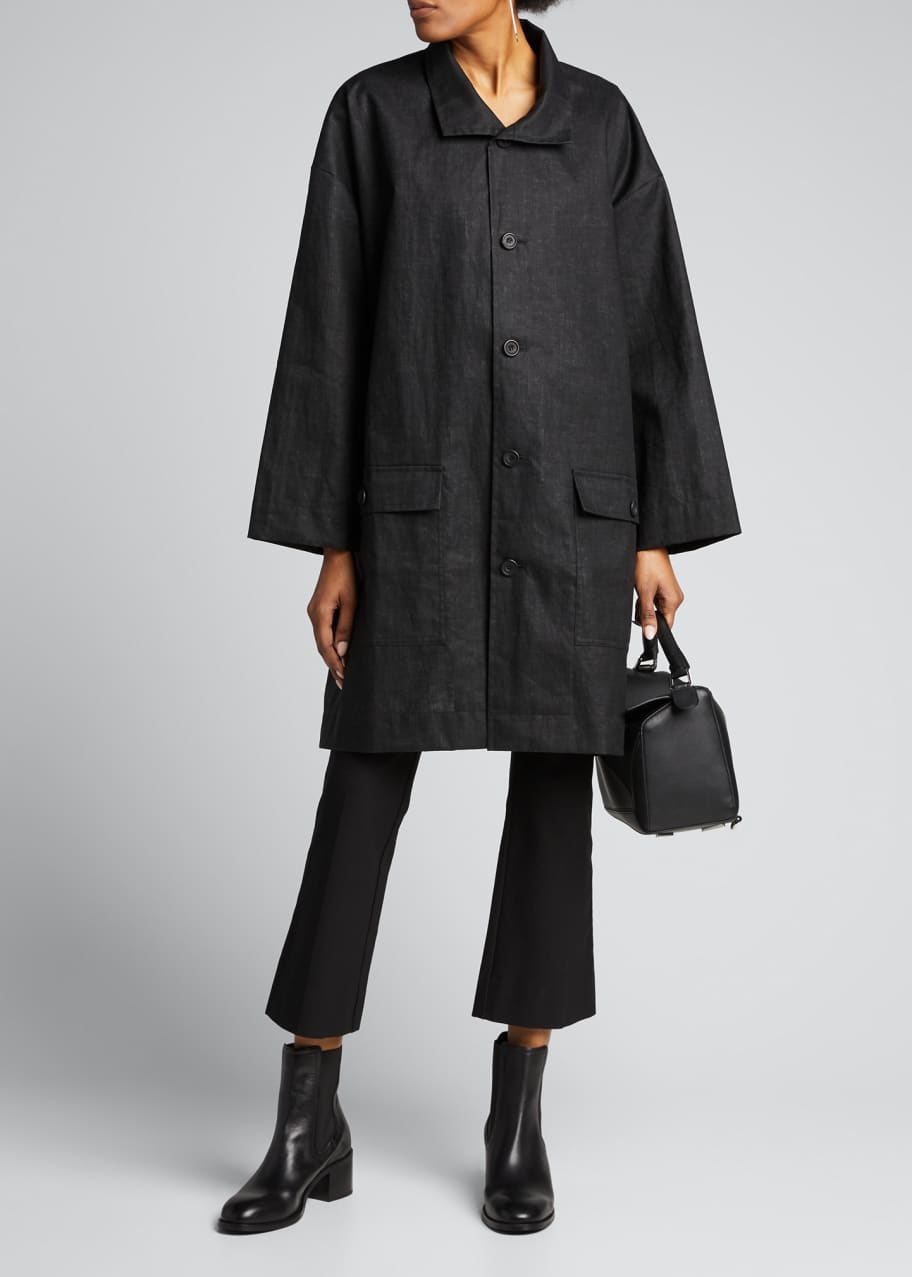 Image 1 of 1: Linen A-Line Raincoat