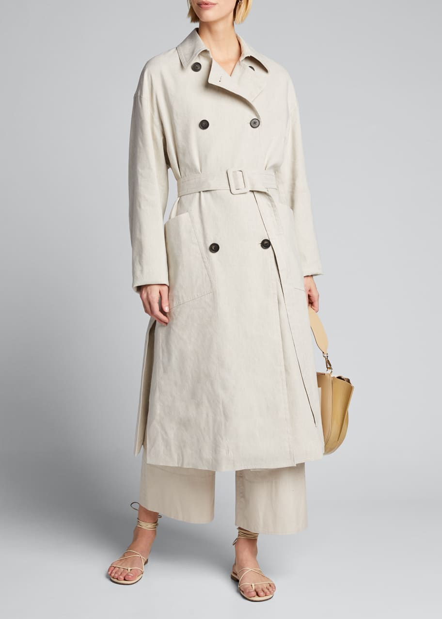 Vince Side Slit Linen Trench Coat Bergdorf Goodman
