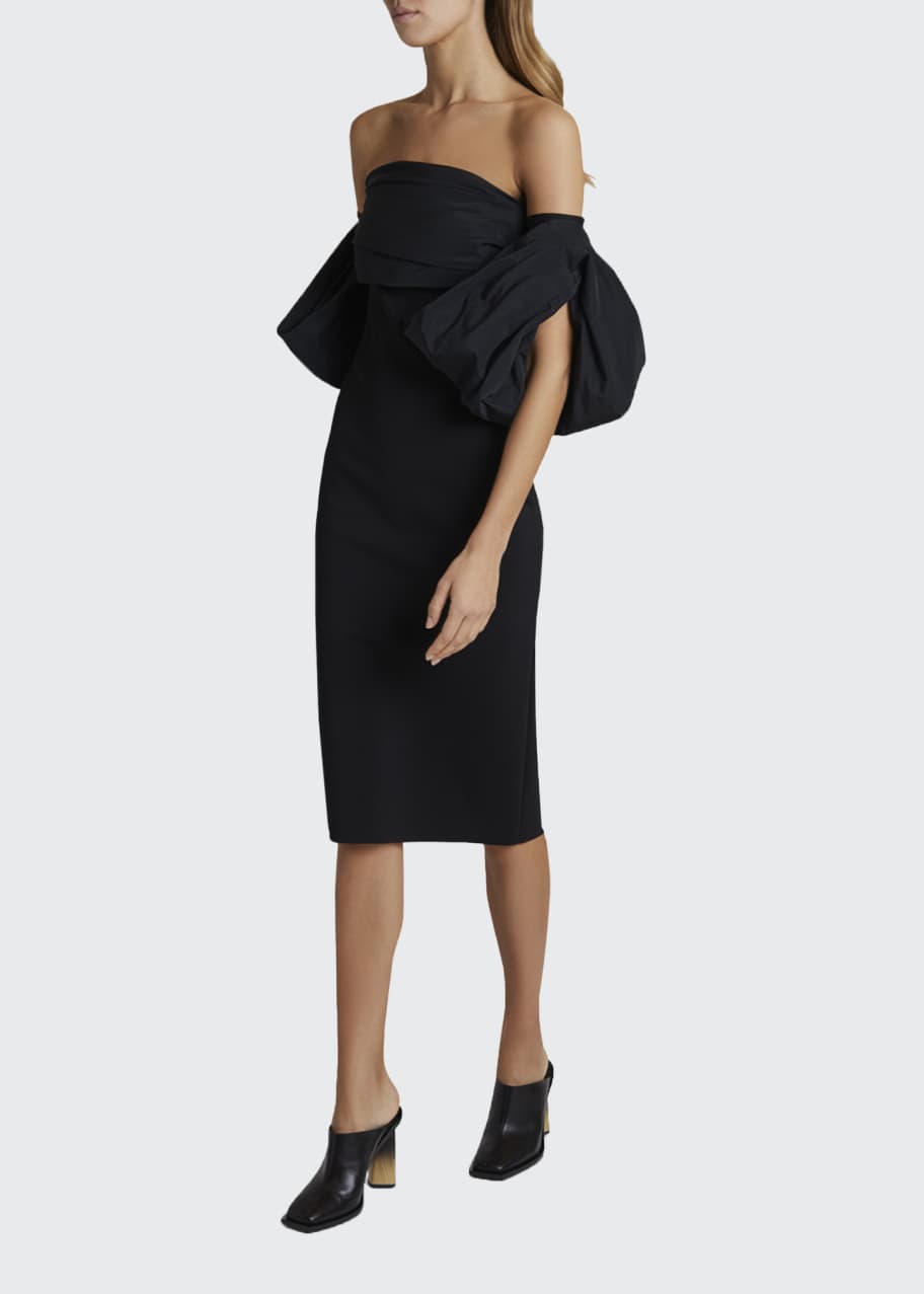 Givenchy Strapless Puff Sleeve Midi Dress Bergdorf Goodman