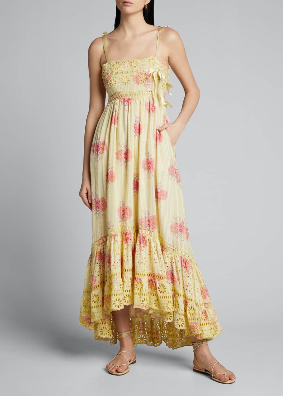 LoveShackFancy Vivi Printed Lace High-Low Dress - Bergdorf Goodman