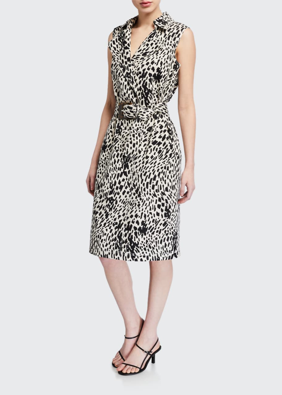 Image 1 of 1: Florence Cheetah Print Sleeveless Twill Dress