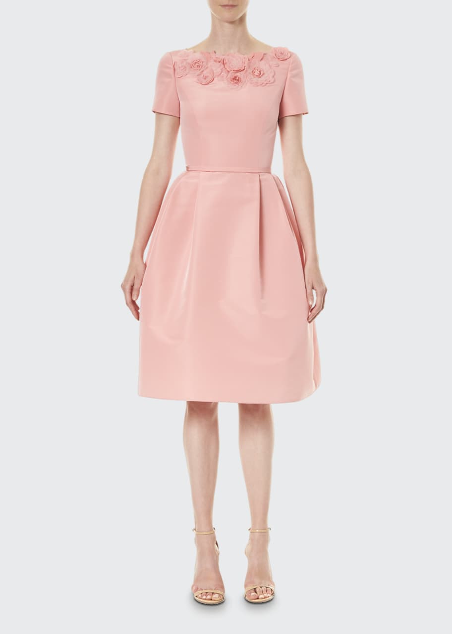 Carolina Herrera Embroidered Silk A-Line Dress - Bergdorf Goodman