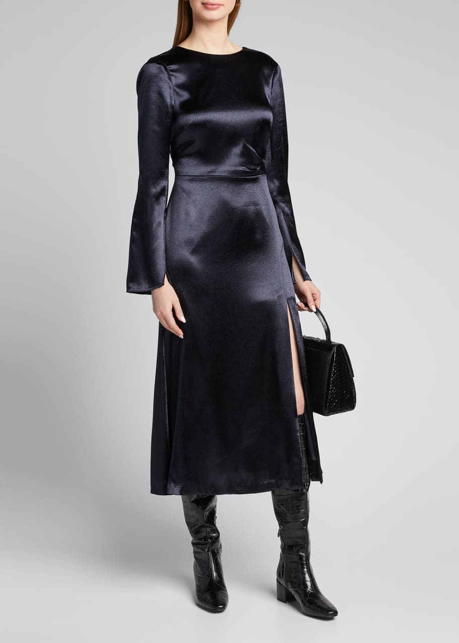 Image 1 of 1: Paulena Slit Long-Sleeve Midi Dress