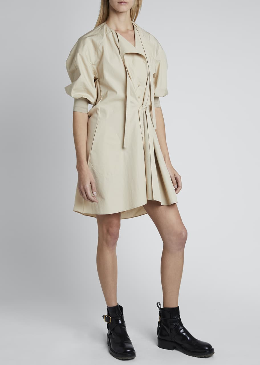 Image 1 of 1: Cotton Poplin 3/4-Sleeve T-Neck Wrap Dress