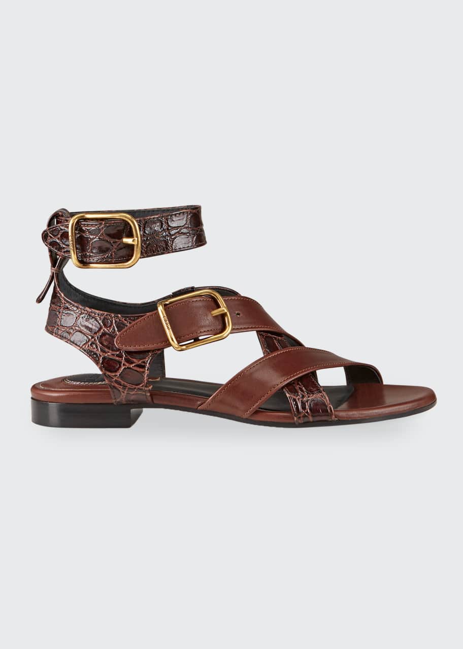 Chloe Daisy Mixed Leather Strappy Sandals - Bergdorf Goodman