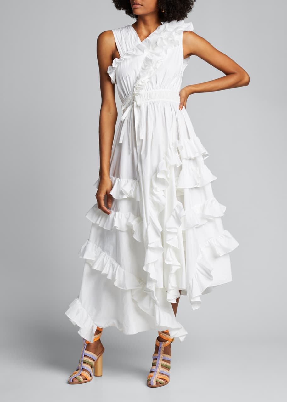 Image 1 of 1: Imogen Asymmetric Sleeveless Ruffle Dress