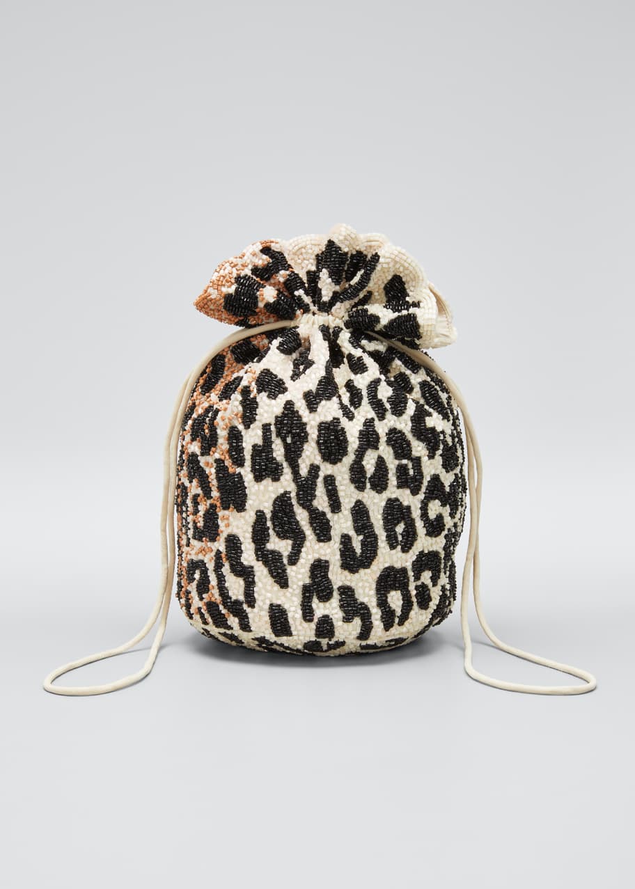 Ganni Hand-Beaded Leopard Bucket Bag - Bergdorf Goodman