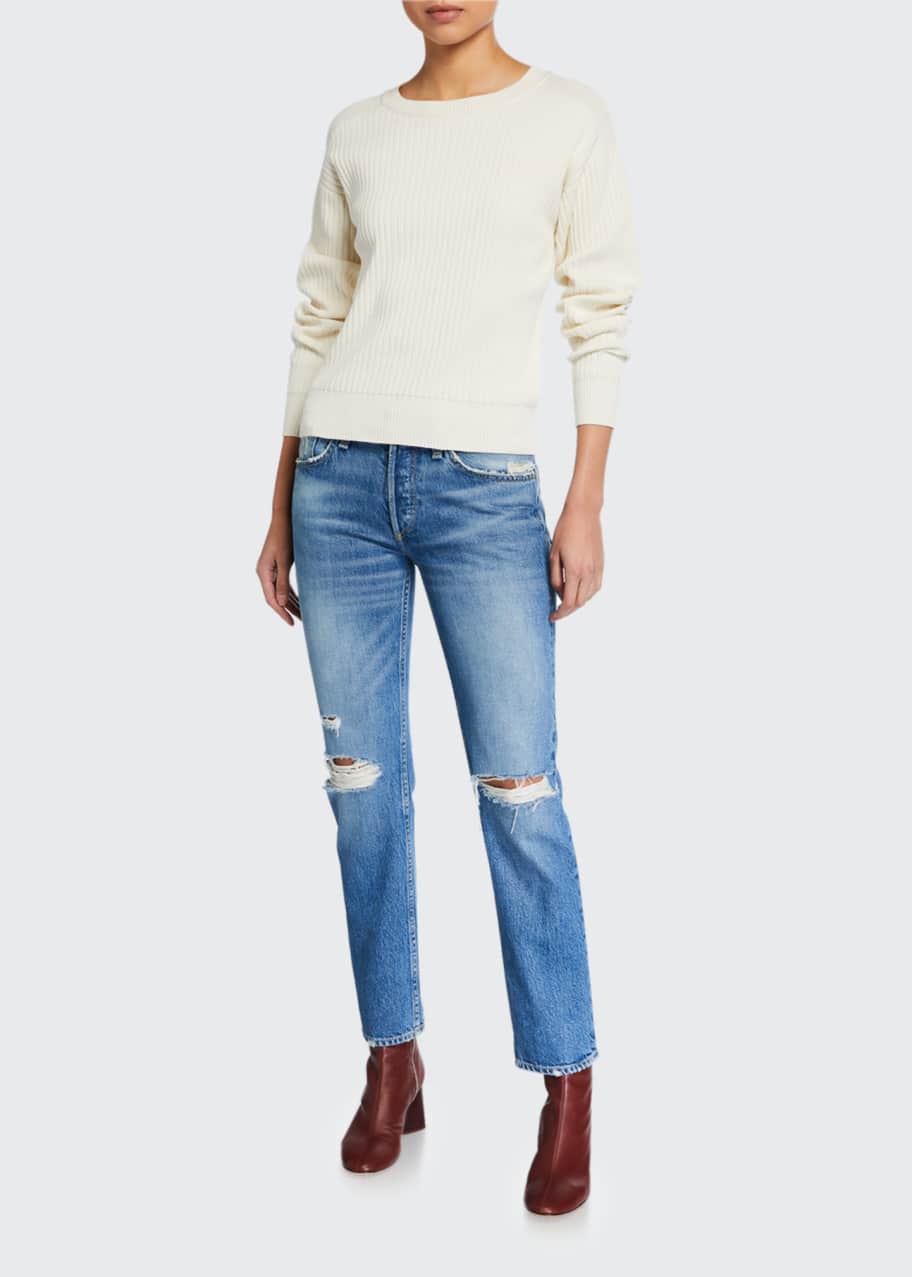 Image 1 of 1: Rosa Mid-Rise Distressed Boyfriend Jeans