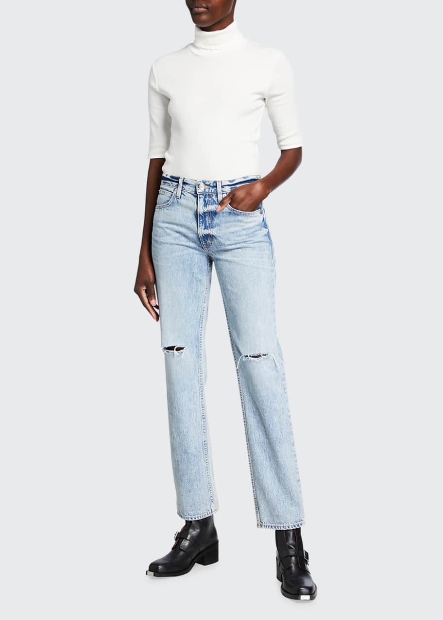 Image 1 of 1: Tyler Distressed Straight-Leg Jeans