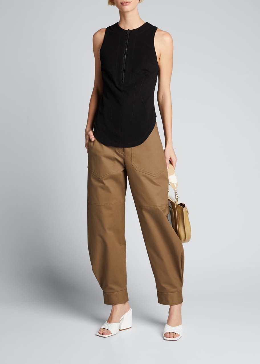 Cotton Pique Corset Zip up Tank