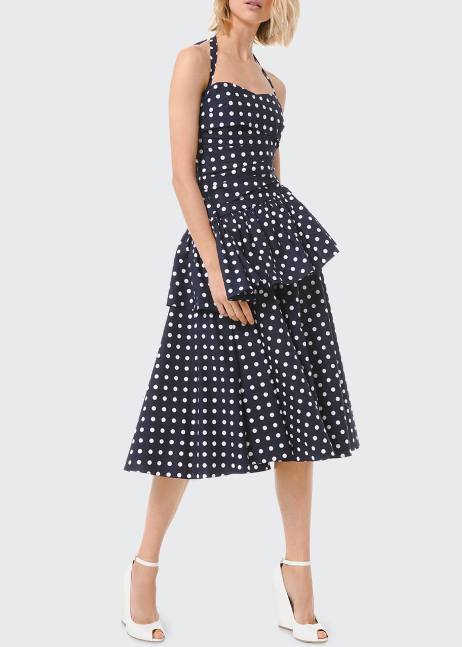 Michael Kors Collection Silk Dot Ruched Peplum Halter Dress - Bergdorf  Goodman