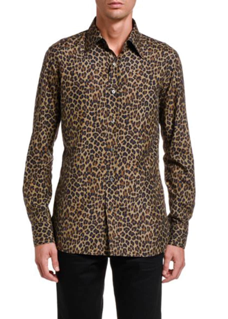 TOM FORD Men's Silk Leopard-Print Sport Shirt - Bergdorf Goodman