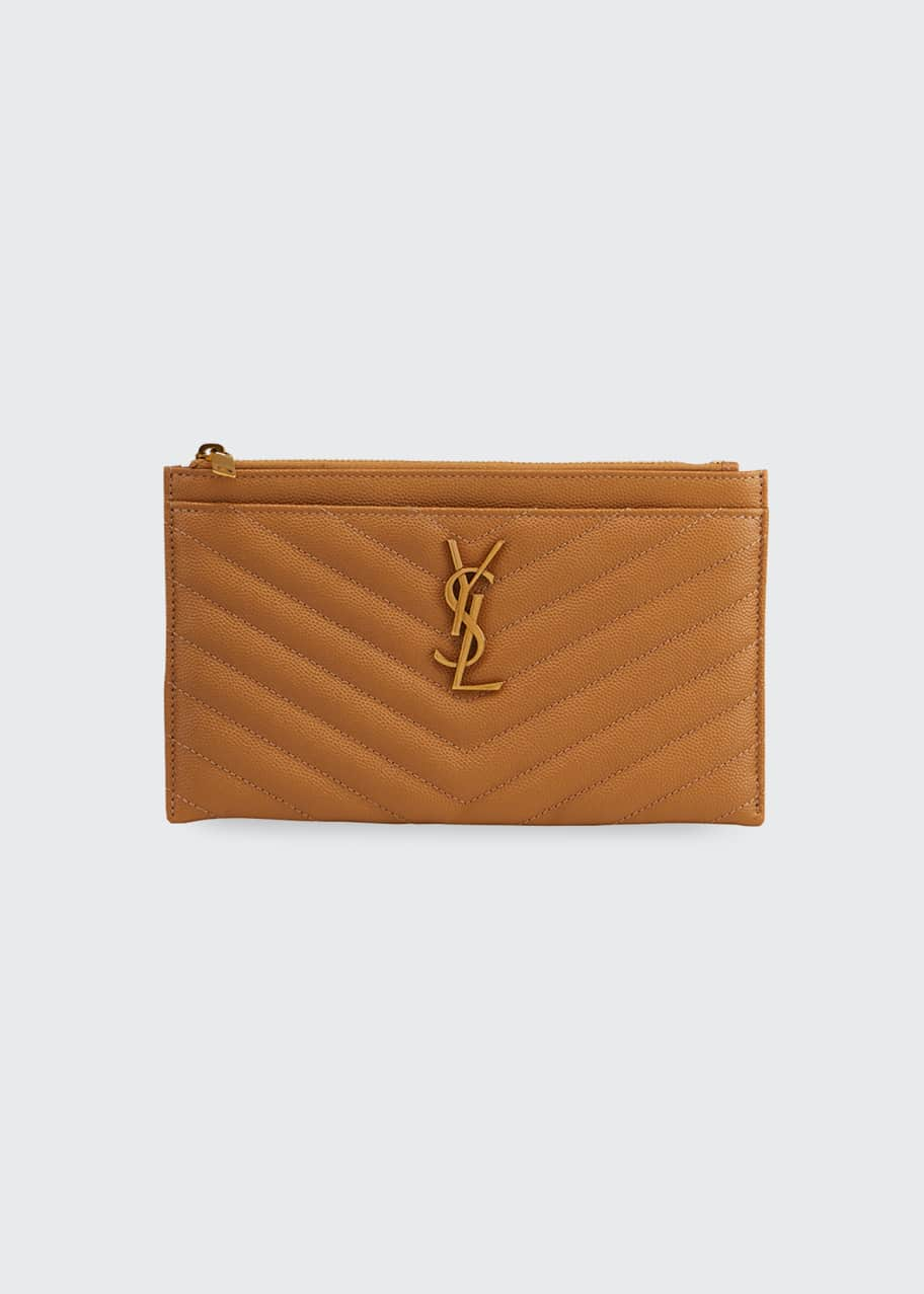 Yves Saint Laurent, Bags, Saint Laurent Ysl Monogramme Grain De Poudre  Bill Pouch Wallet