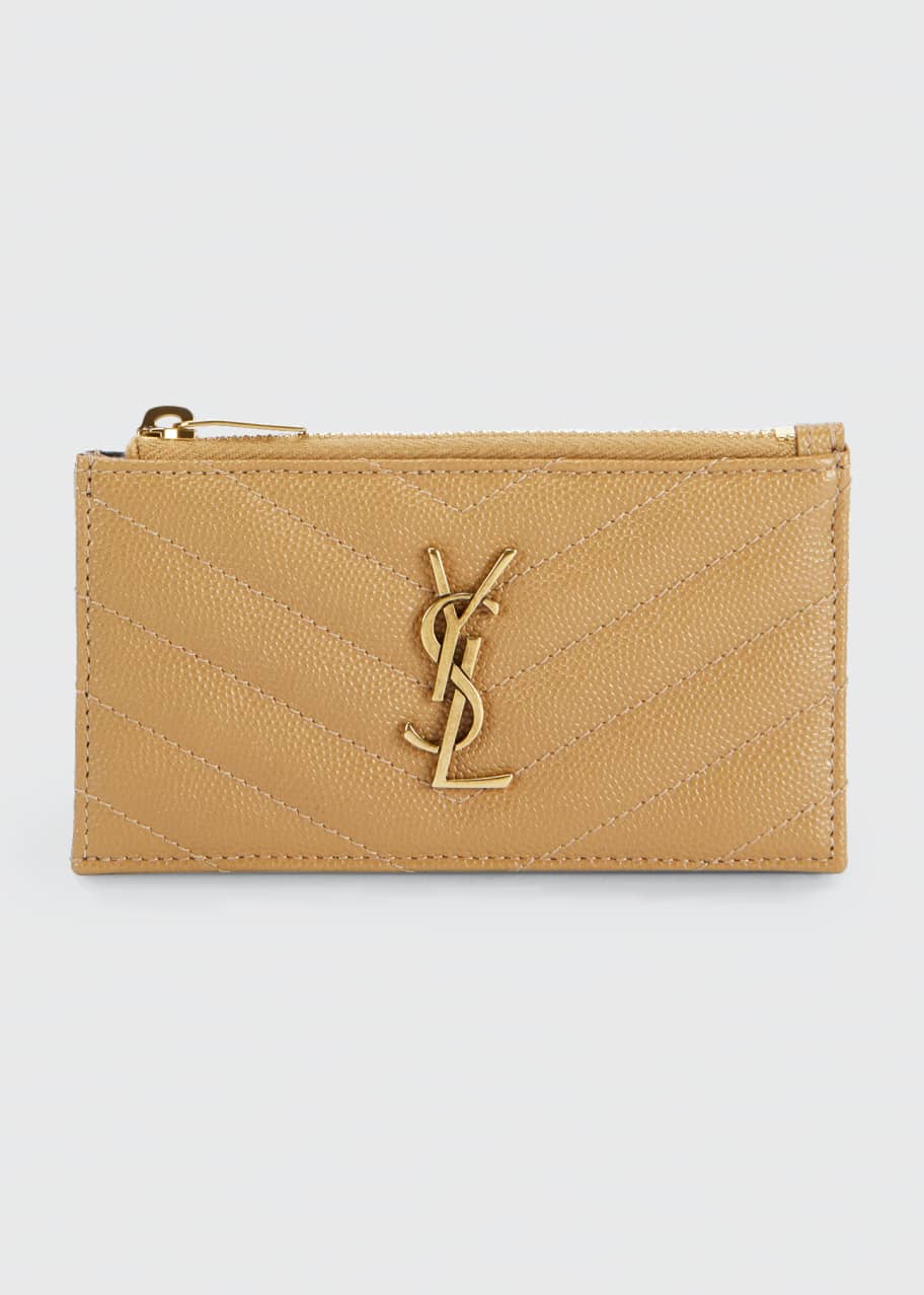 Saint Laurent Zip Fragments YSL Monogram Pouch Card Case Wallet - Bergdorf  Goodman