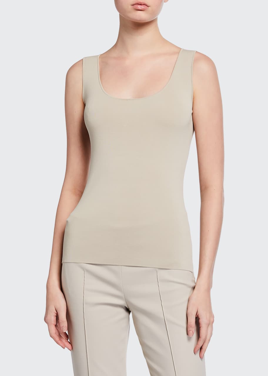 Image 1 of 1: Scoop-Neck Stretch Knit Tank
